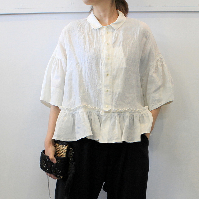 GASA*(ガサ) 【20AW】木々の並ぶ風景 Gathered hem blouse_13201-01107【K】(1)
