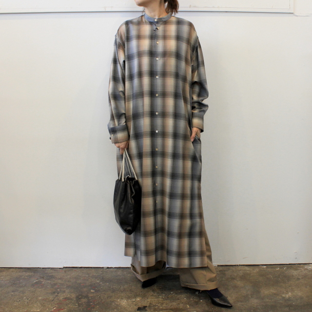 AURALEE(オーラリー)【20AW】SUPER LIGHT WOOL CHECK MAXI OP_A20AD02LC【K】(1)