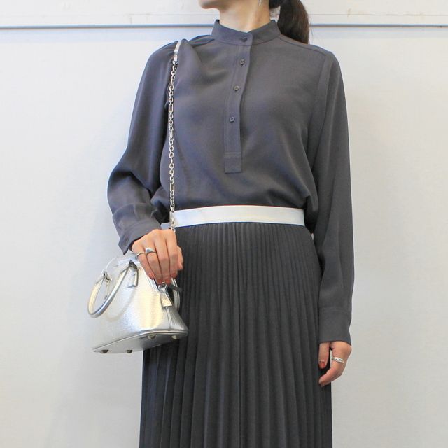 Graphpaper(グラフペーパー)【20 AW】Satin Band Collar Blouse (C.GRAY)_GL203-50126B【K】(1)