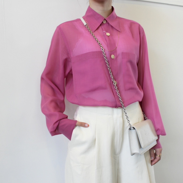 AURALEE(オーラリー)【21SS】WOOL RECYCLE POLYESTER SHEER CLOTH SHIRT(2色展開)_A21SS01RM【K】(1)