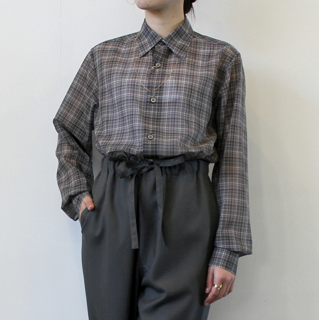 AURALEE(オーラリー)【21SS】WOOL RECYCLE POLYESTER SHEER CHECK SHIRTS_A21SS01RC【K】(1)