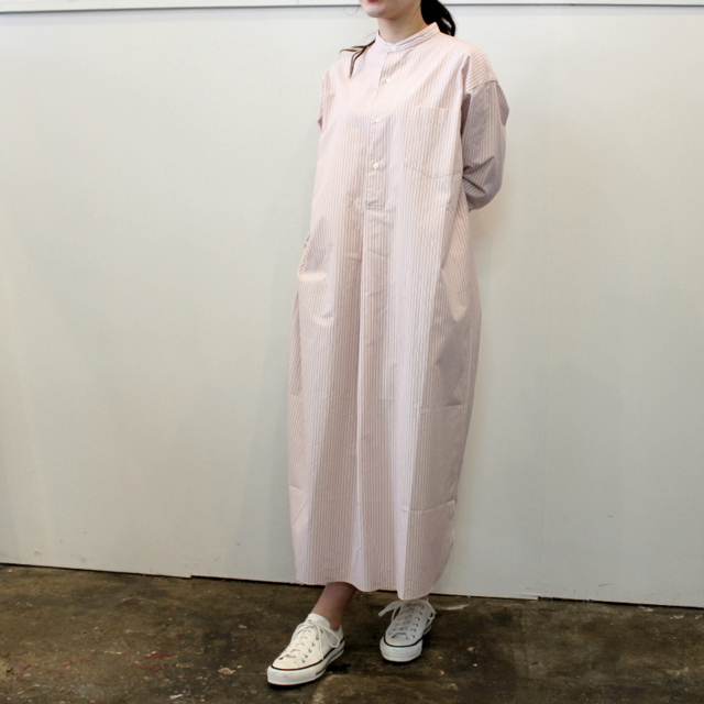 LENO&Co.(リノアンドコー) 【21SS】BAND COLLAR PULLOVER DRESS STRIPE_L2101DR001【K】(1)