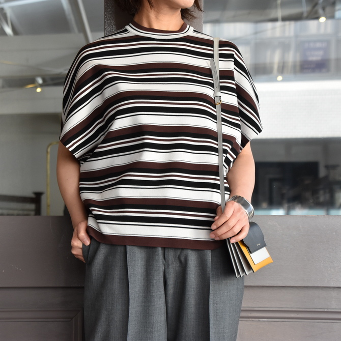 AURALEE(オーラリー) WOOL RECYCLE ROYESTER BORDER HIGH GAUGE RIB KNIT BOG SLEEVELESS P/O #A21SP04WB(1)