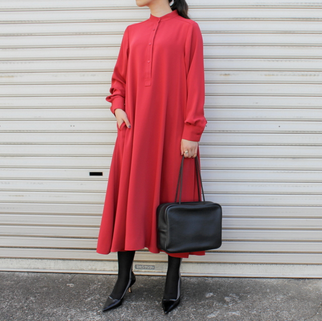 Graphpaper(グラフペーパー)【21AW】Satin Band Collar Dress(4色展開)_GL213-60125B【K】(1)