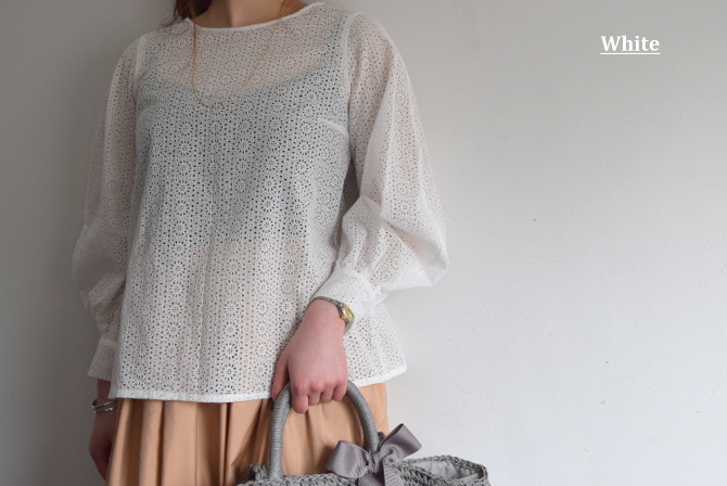 Bilitis dix-sept ans(ビリティス・ディセッタン) Cotton Lace Blouse(2色展開)(2)