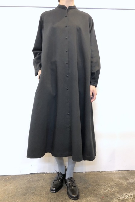 ÉCOLE DE CURIOSITÉS(エコールドキュリオジテ)【19AW】W.FACE COTTON WOOL DRESS_DELPHINE【K】(2)