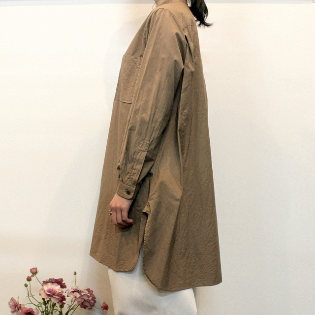 YAECA(ヤエカ)【20SS】 ボタンシャツスタンドカラーPOロング(MUSHROOM)_99155【K】(2)