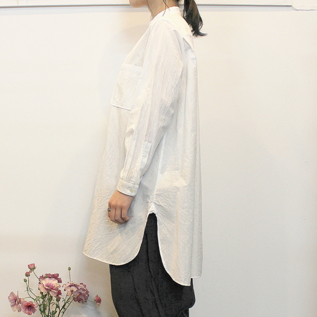 YAECA(ヤエカ)【20SS】 ボタンシャツスタンドカラーPOロング(WHITE)_90106【K】(2)