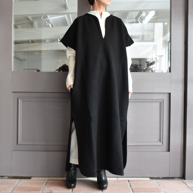 CristaSeya(クリスタセヤ)/FELTED WOOL CAFTAN -BLACK- #13S-B(2)
