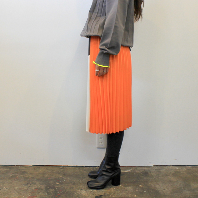 Graphpaper(グラフペーパー)【20 AW】Satin Block Pleats Skirt_GL203-40005【K】(2)