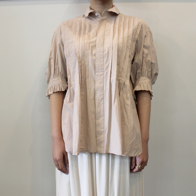 TOUJOURS(トゥジュー)【21SS】Half Sleeve Ruffled Cuffs Pin Tuck Shirt_SM34CS01【K】(2)