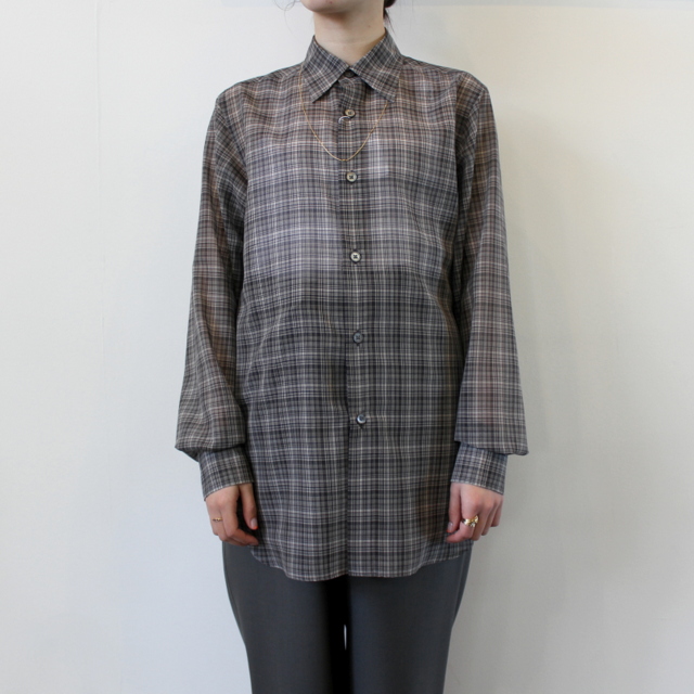 AURALEE(オーラリー)【21SS】WOOL RECYCLE POLYESTER SHEER CHECK SHIRTS_A21SS01RC【K】(2)