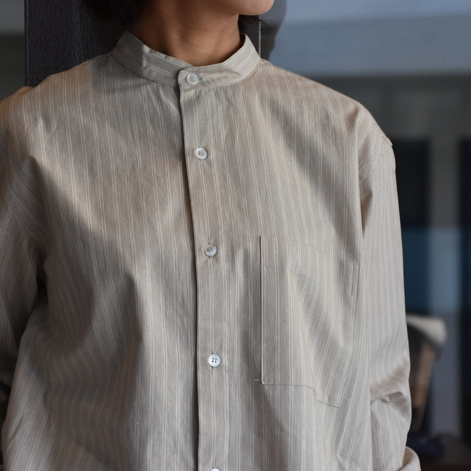 CristaSeya(クリスタセヤ)/ STRIPED SILK AND COTTON MAO SHIRT #08DA-SC-BRS(2)