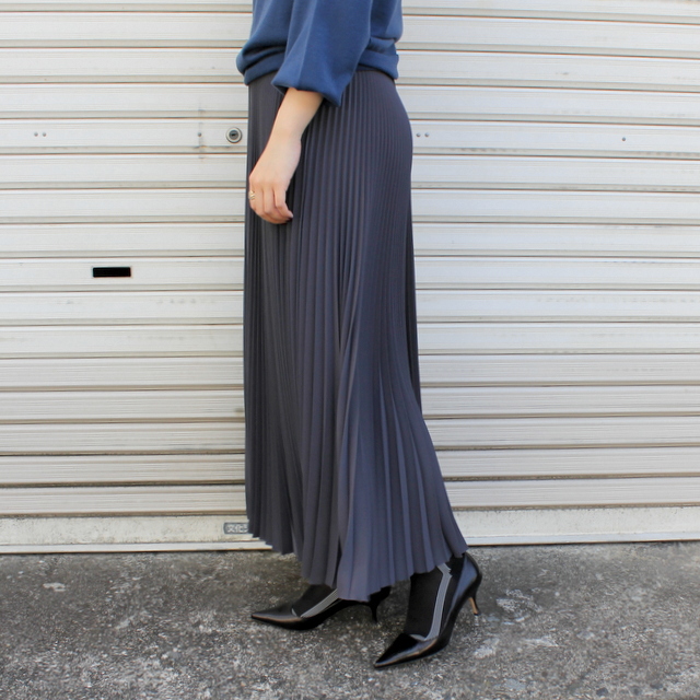 Graphpaper(グラフペーパー)【21AW】Satin Pleats Skirt(2色展開)_GL213-40129【K】(2)