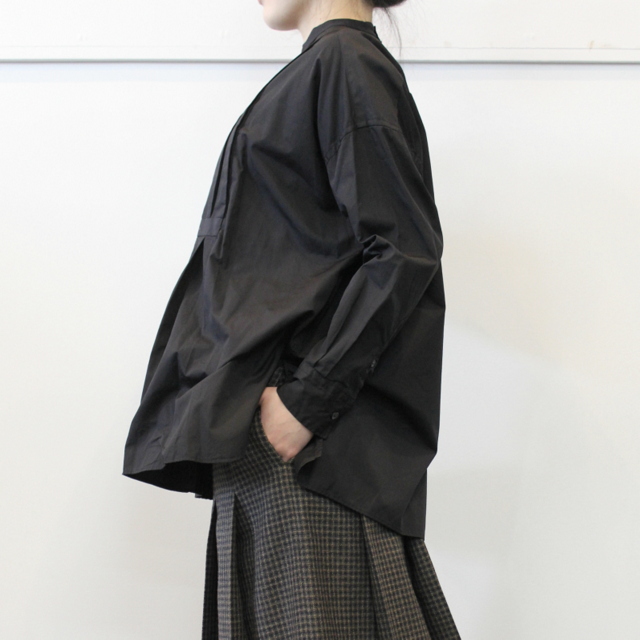 TOUJOURS(トゥジュー)【21AW】Back Button Tucked Bosom Long Shirt_MM35AS04【K】(2)