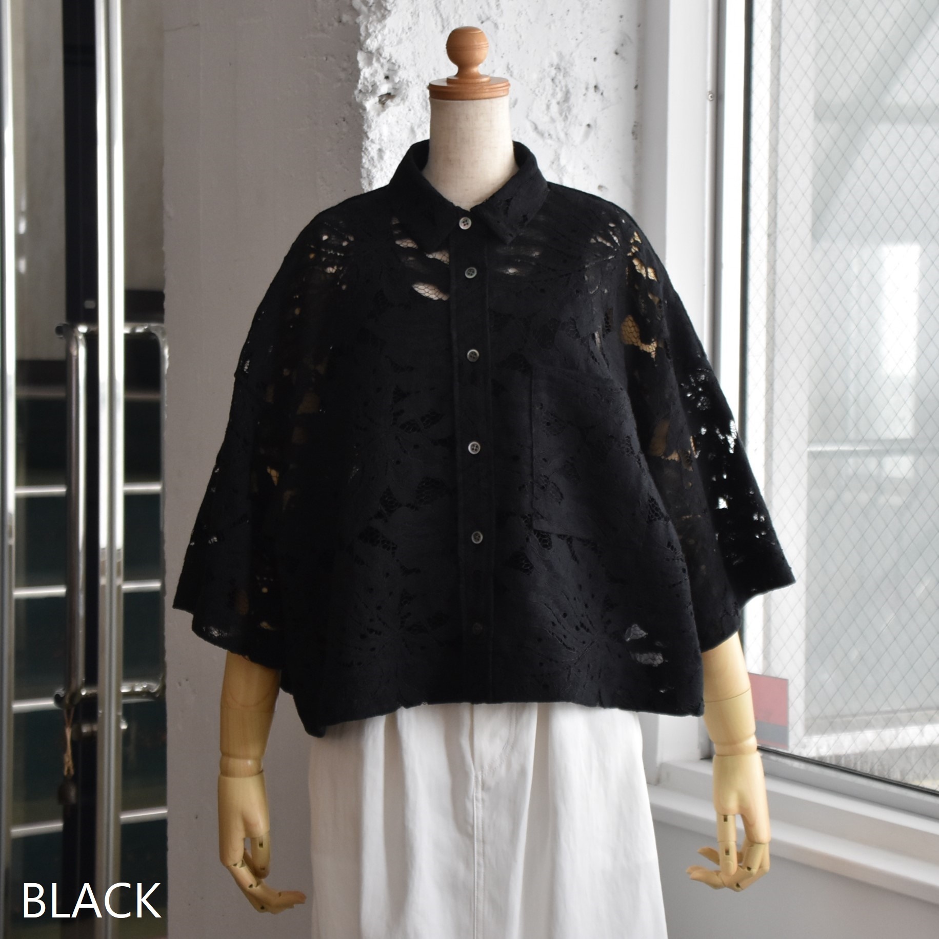 SACRA (サクラ) / LEAF RASCHEL LACE CROPPED SHIRT【2色展開】 #125214071-AA(2)