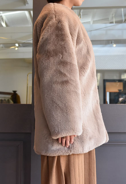 【30% off sale】SMUK / ストール付き エコファーコート(2色展開)(3)