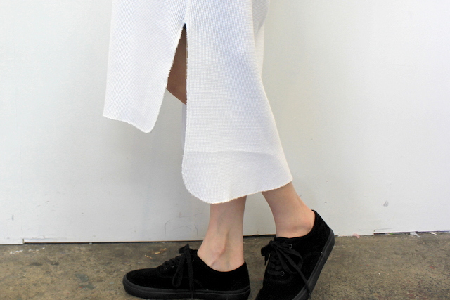 Graphpaper(グラフペーパー)【20 SS】Waffle L/S Slit Neck Dress(2色展開)_GL201-70132B【K】(3)