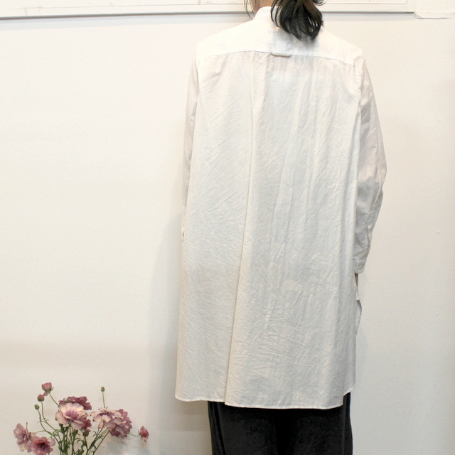 YAECA(ヤエカ)【20SS】 ボタンシャツスタンドカラーPOロング(WHITE)_90106【K】(3)