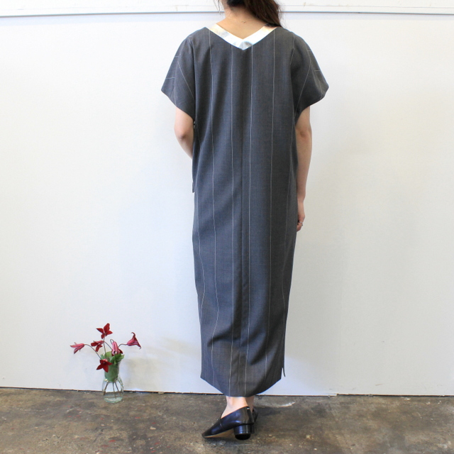 Graphpaper(グラフペーパー)【20 SS】Wide Stripe Wool V Neck Dress_GL201-60010【K】(3)