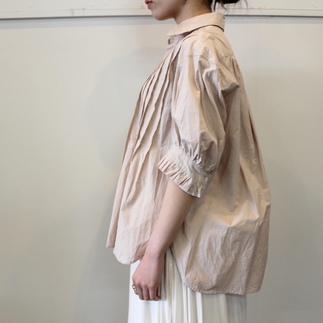 TOUJOURS(トゥジュー)【21SS】Half Sleeve Ruffled Cuffs Pin Tuck Shirt_SM34CS01【K】(3)