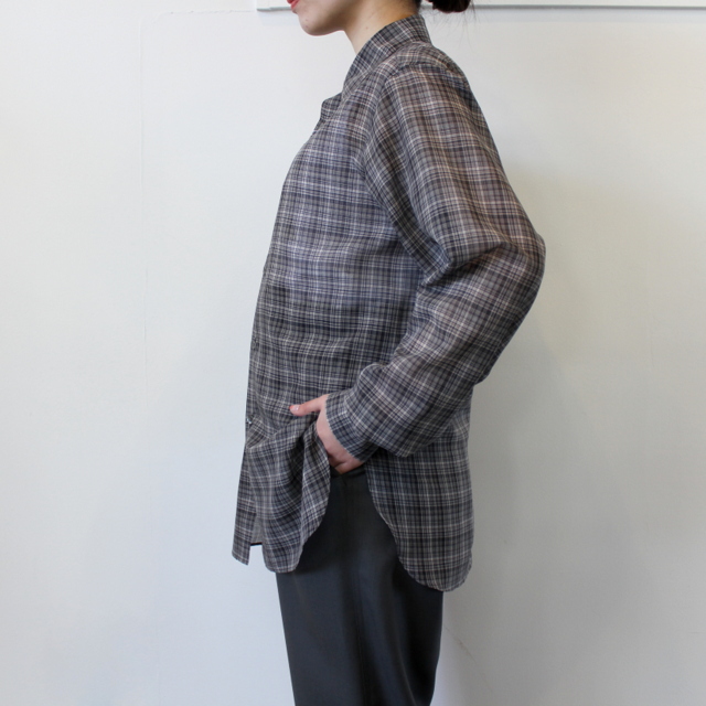 AURALEE(オーラリー)【21SS】WOOL RECYCLE POLYESTER SHEER CHECK SHIRTS_A21SS01RC【K】(3)