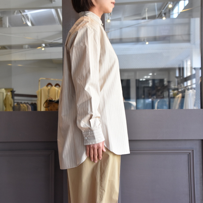 CristaSeya(クリスタセヤ)/ STRIPED SILK AND COTTON MAO SHIRT #08DA-SC-BRS(3)