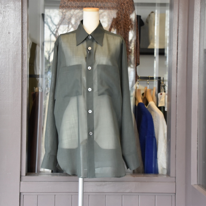 【40% off sale】AURALEE(オーラリー)【21SS】WOOL RECYCLE POLYESTER SHEER CLOTH SHIRT(3色展開)_A21SS01RM(3)