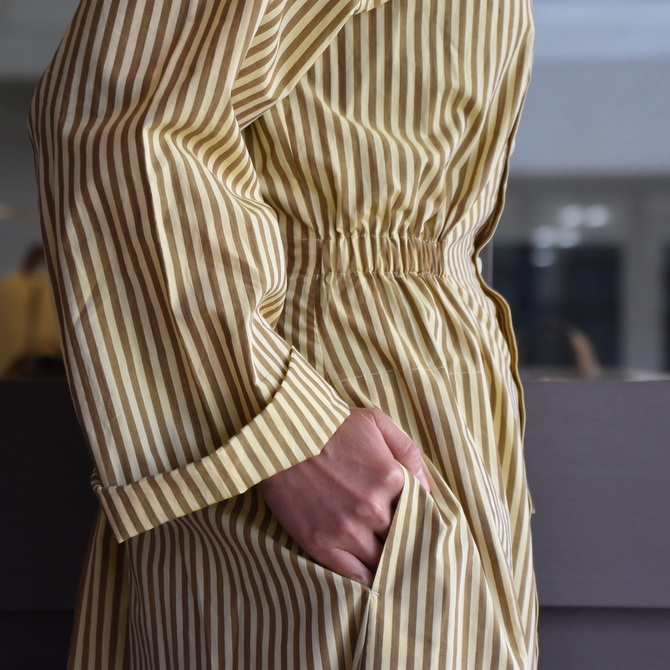 CristaSeya(クリスタセヤ)/ GATHERED COTTON MAO SHIRT DRESS #01SA-ST(4)