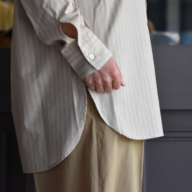 CristaSeya(クリスタセヤ)/ STRIPED SILK AND COTTON MAO SHIRT #08DA-SC-BRS(4)