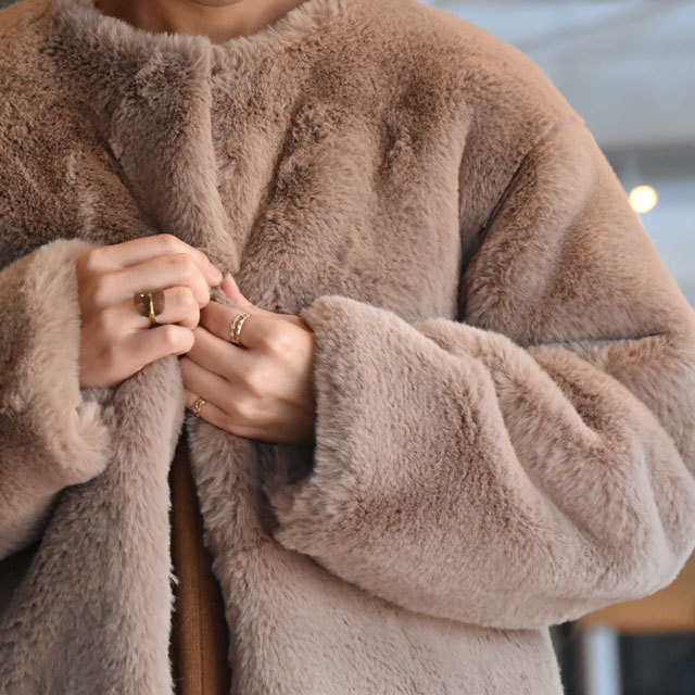 【30% off sale】SMUK / ストール付き エコファーコート(2色展開)(5)