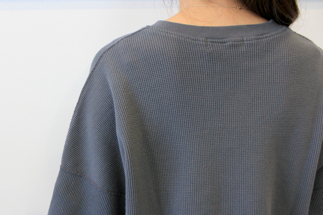 Graphpaper(グラフペーパー)【20 SS】Waffle S/S Slit Neck Tee(2色展開)_GL201-70130B【K】(5)