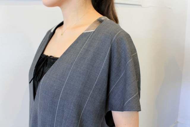 Graphpaper(グラフペーパー)【20 SS】Wide Stripe Wool V Neck Dress_GL201-60010【K】(5)