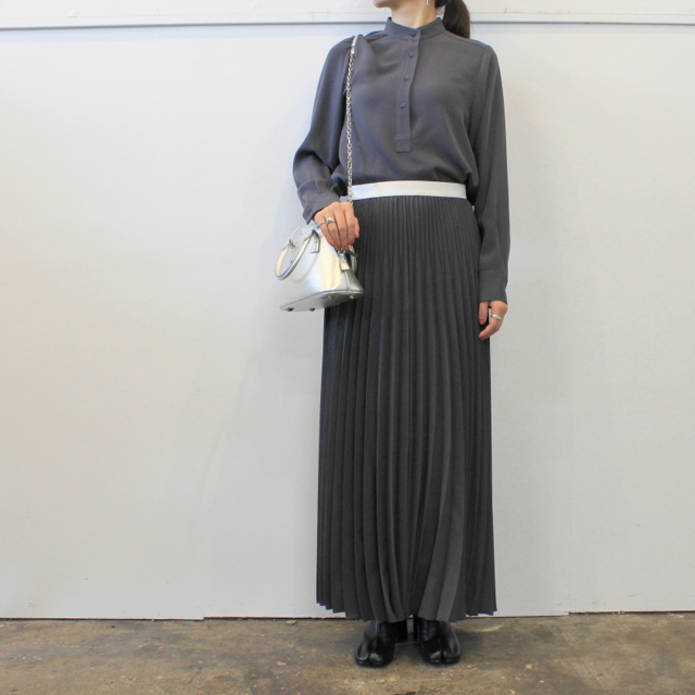 Graphpaper(グラフペーパー)【20 AW】Satin Band Collar Blouse (C.GRAY)_GL203-50126B【K】(5)