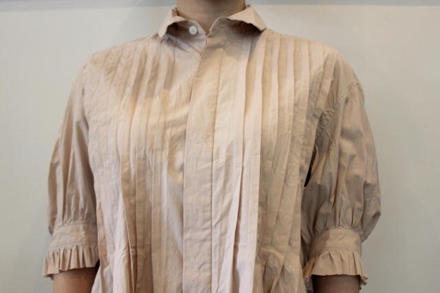TOUJOURS(トゥジュー)【21SS】Half Sleeve Ruffled Cuffs Pin Tuck Shirt_SM34CS01【K】(5)