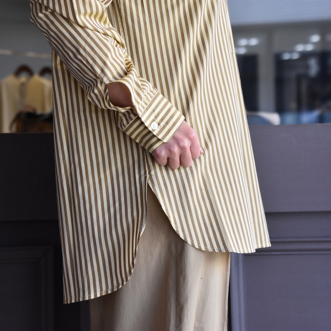 CristaSeya(クリスタセヤ)/ STRIPED COTTON MAO SHIRT #08DA-ST-YBRS(5)