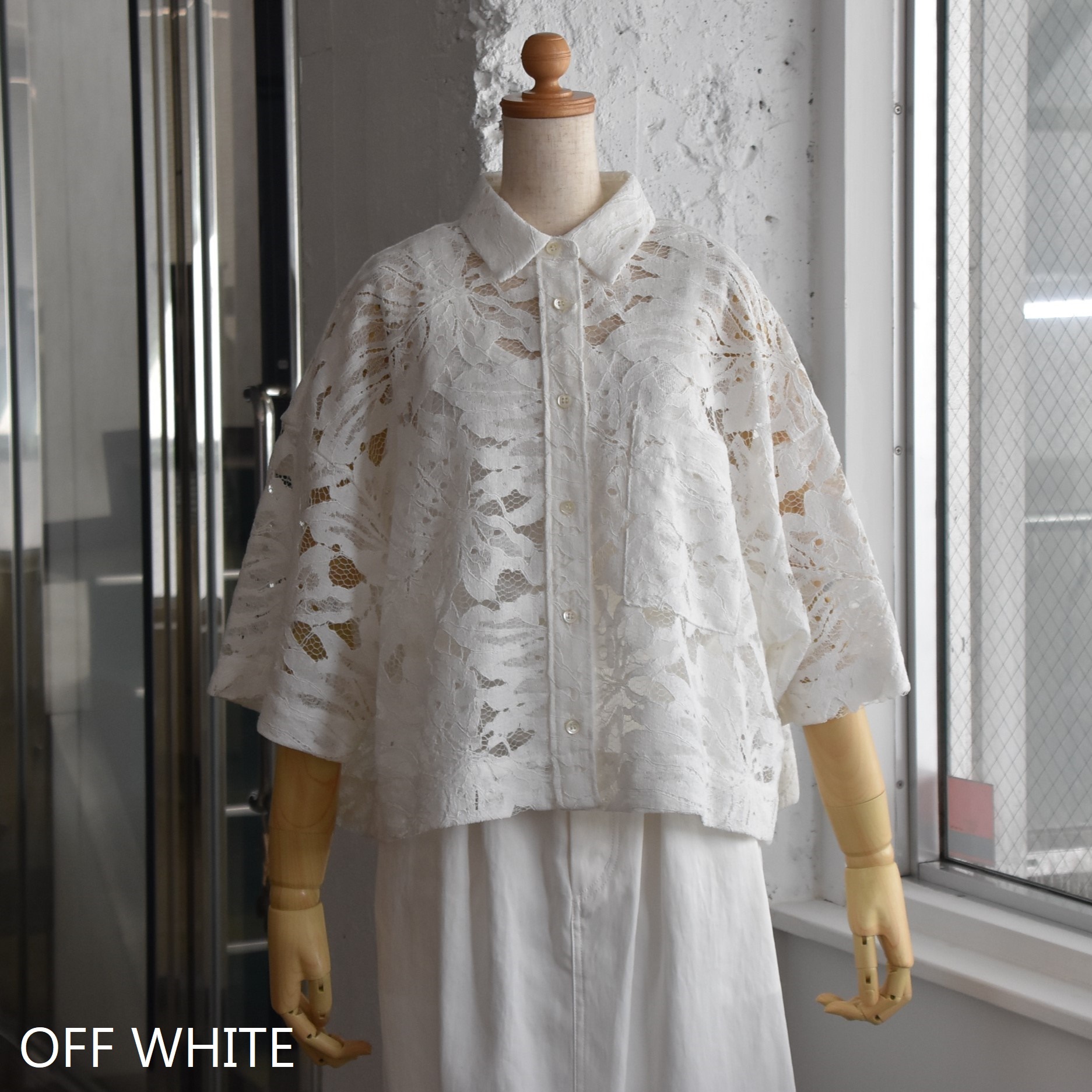 SACRA (サクラ) / LEAF RASCHEL LACE CROPPED SHIRT【2色展開】 #125214071-AA(5)