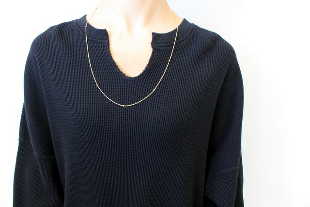 Graphpaper(グラフペーパー)【20 SS】Waffle L/S Slit Neck Dress(2色展開)_GL201-70132B【K】(6)