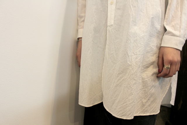 YAECA(ヤエカ)【20SS】 ボタンシャツスタンドカラーPOロング(WHITE)_90106【K】(6)