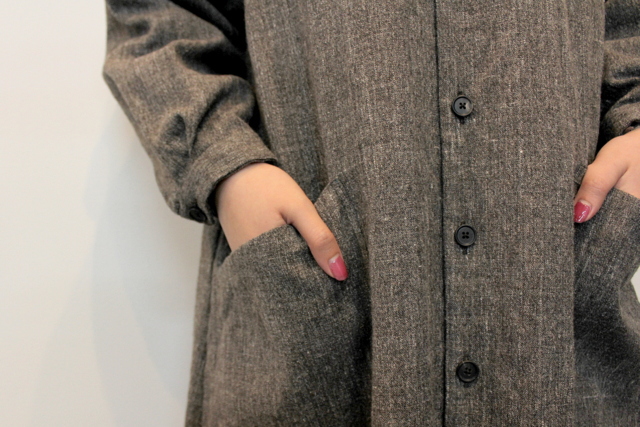 YAECA(ヤエカ)【20SS】ワークシャツドレス(BROWN)_99560【K】(6)