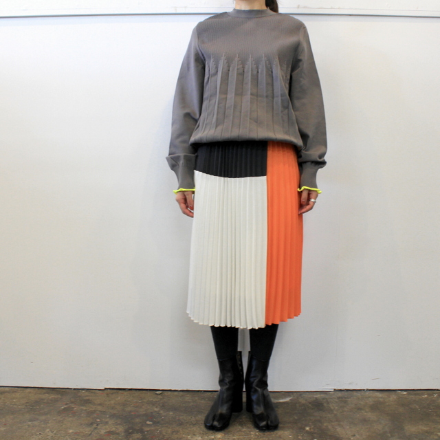 Graphpaper(グラフペーパー)【20 AW】Satin Block Pleats Skirt_GL203-40005【K】(6)