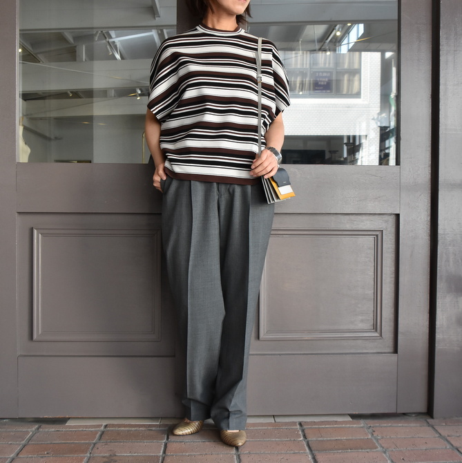 AURALEE(オーラリー) WOOL RECYCLE ROYESTER BORDER HIGH GAUGE RIB KNIT BOG SLEEVELESS P/O #A21SP04WB(6)
