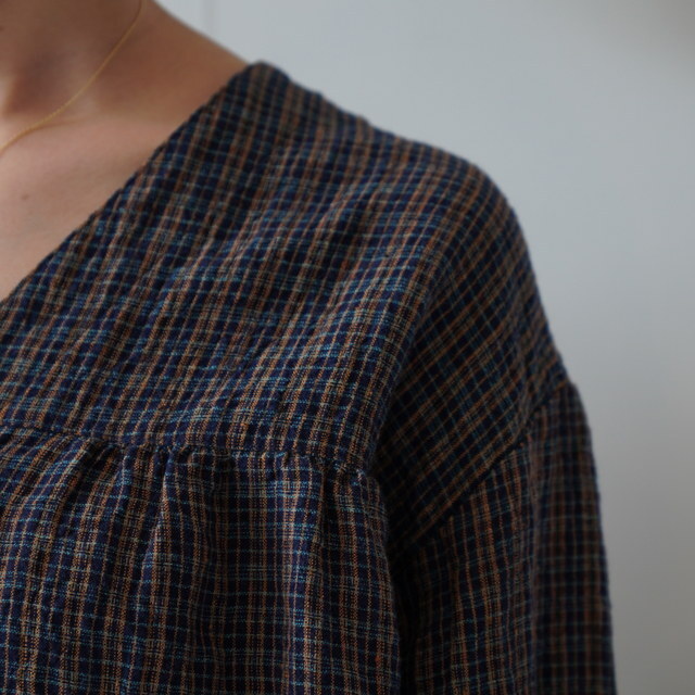SARAH(サラ) FARMER'S MINI CHECK LINEN BLOUSE #C52979(6)