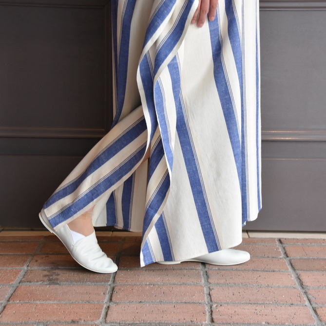 CristaSeya(クリスタセヤ)/ LIGHT COTTON OVERSIZED CAFTAN (WHITE / BLUE STRIPE) #07DA-C-BS(7)