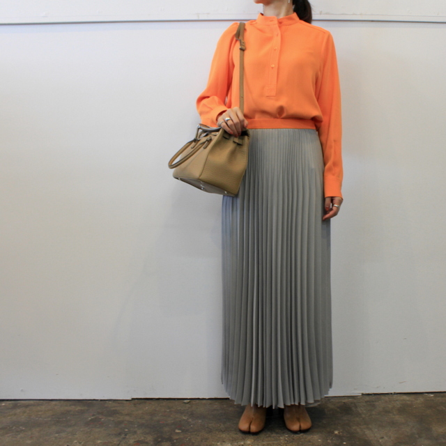 【30% off sale】(グラフペーパー)【20 AW】Satin Band Collar Blouse (ORANGE)_GL203-50034【K】(7)