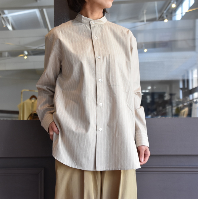 CristaSeya(クリスタセヤ)/ STRIPED SILK AND COTTON MAO SHIRT #08DA-SC-BRS(7)