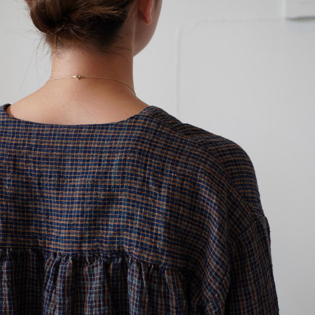 SARAH(サラ) FARMER'S MINI CHECK LINEN BLOUSE #C52979(7)