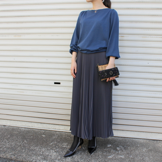 Graphpaper(グラフペーパー)【21AW】Satin Pleats Skirt(2色展開)_GL213-40129【K】(8)