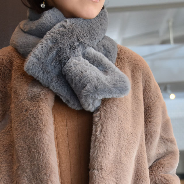 【30% off sale】SMUK / ストール付き エコファーコート(2色展開)(9)