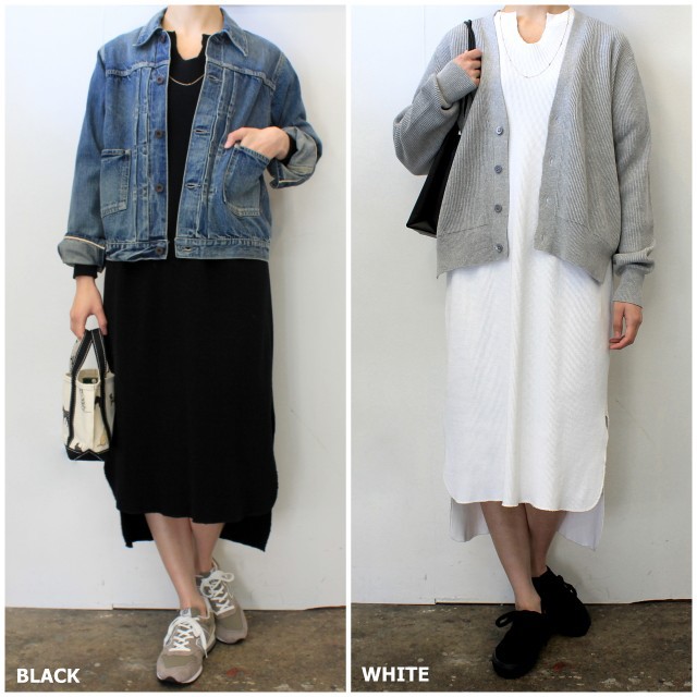 Graphpaper(グラフペーパー)【20 SS】Waffle L/S Slit Neck Dress(2色展開)_GL201-70132B【K】(9)